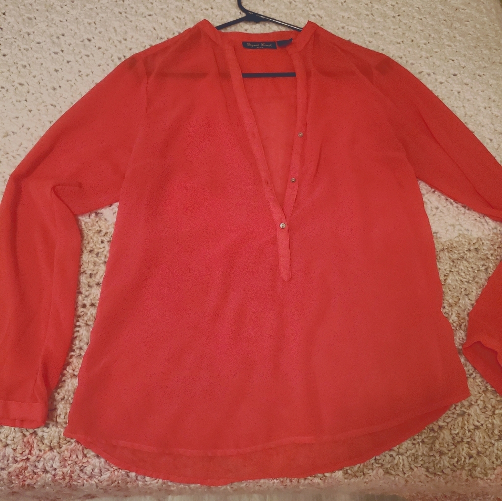 Size medium red sheer women's blouse